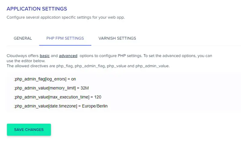 Cloudways PHP FPM Settings